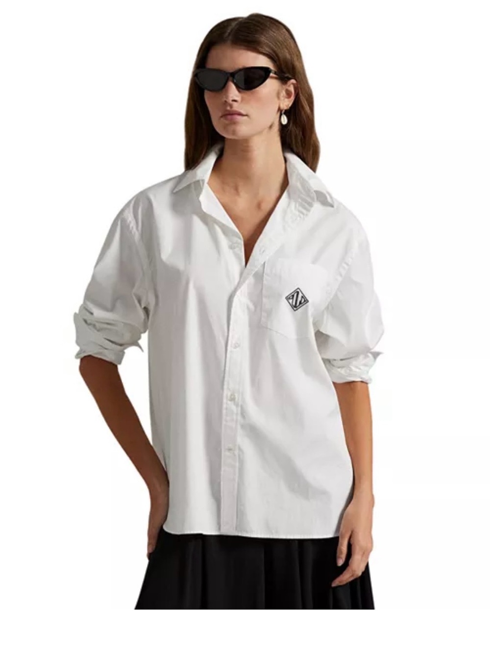Ralph Lauren White Logo Cotton Button-Down Shirt